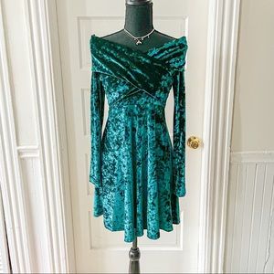 SBetro Crushed Velvet Party Dress - Teal